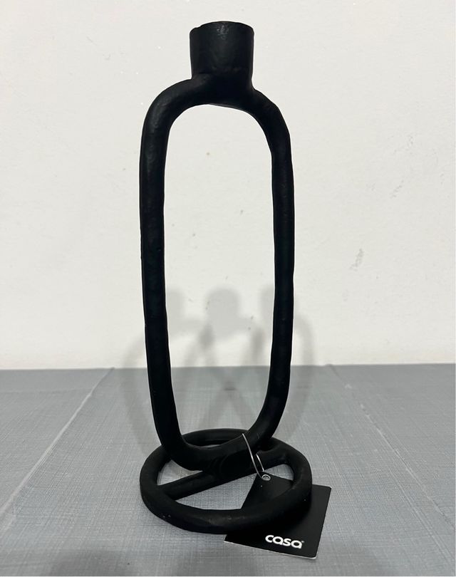 Porta candela in ghisa nero pesante