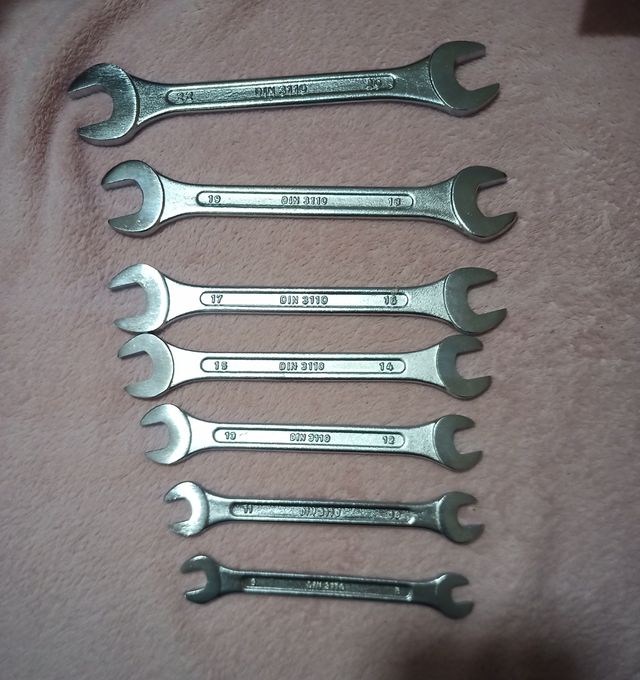 LOTE 7 LLAVES FIJAS CROMO VANADIO NUMERO VA 8 A 22