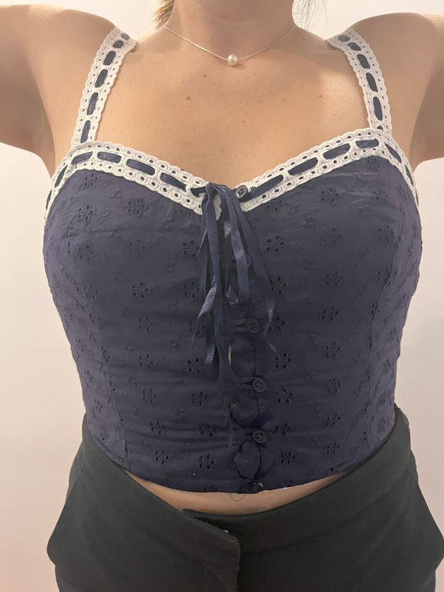 💙 Bordado con Botones - top - Talla S - Nuevo 💙