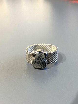 Anillo Tous plata y cuarzo turmalinado motivo oso