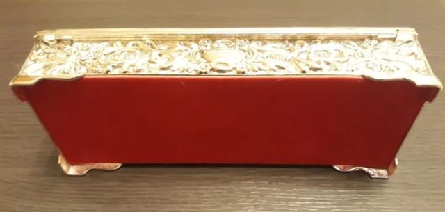 Antiguo Joyero Metalico Baño de Plata