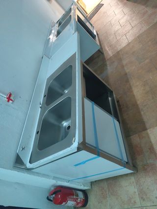 Fregadero industrial doble seno
