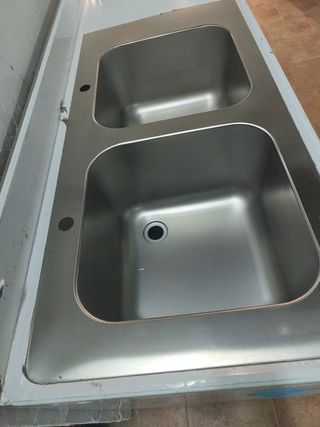 Fregadero industrial doble seno
