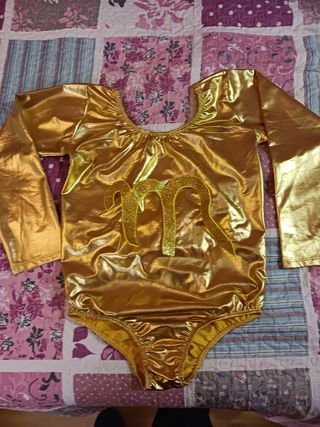 Body maillot dorado baile o disfraz