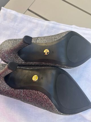 Zapatos tacon plateados de Zara talla 37
