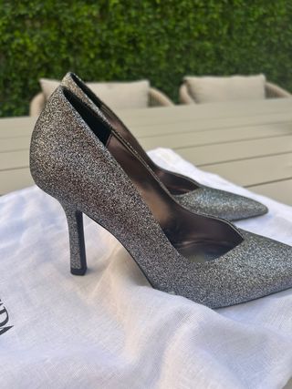 Zapatos tacon plateados de Zara talla 37