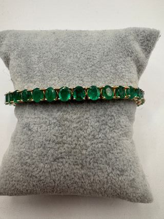Pulsera riviere de oro de 18 kt con esmeraldas