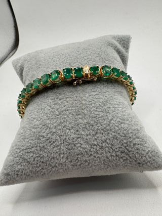 Pulsera riviere de oro de 18 kt con esmeraldas