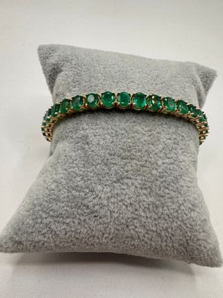 Pulsera riviere de oro de 18 kt con esmeraldas