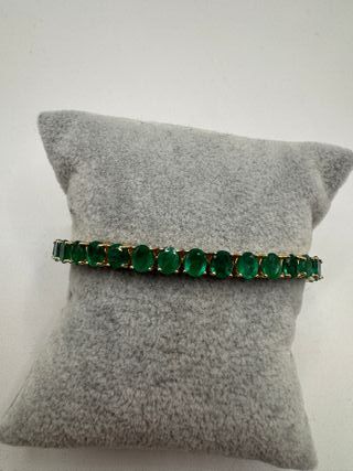 Pulsera riviere de oro de 18 kt con esmeraldas