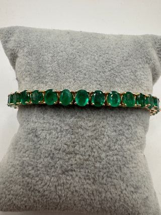 Pulsera riviere de oro de 18 kt con esmeraldas