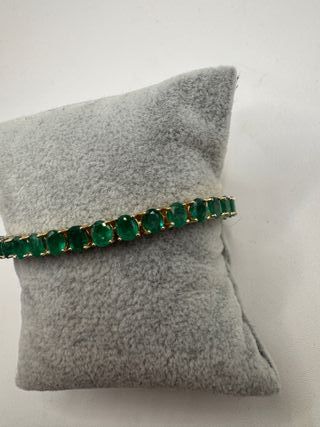 Pulsera riviere de oro de 18 kt con esmeraldas
