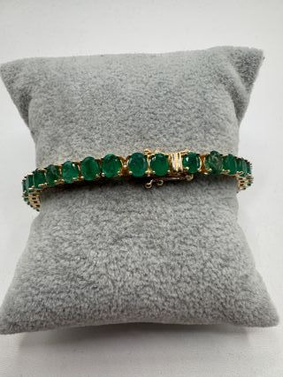 Pulsera riviere de oro de 18 kt con esmeraldas