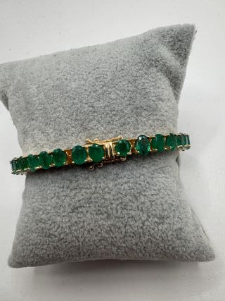 Pulsera riviere de oro de 18 kt con esmeraldas