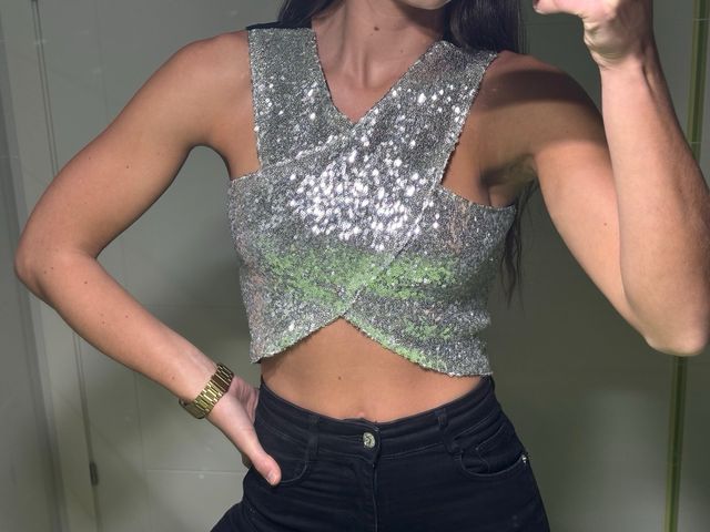Top lentejuelas plata