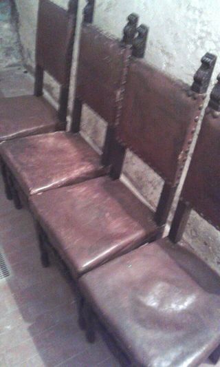 6 sedie antiche in noce massiccio schienale alto