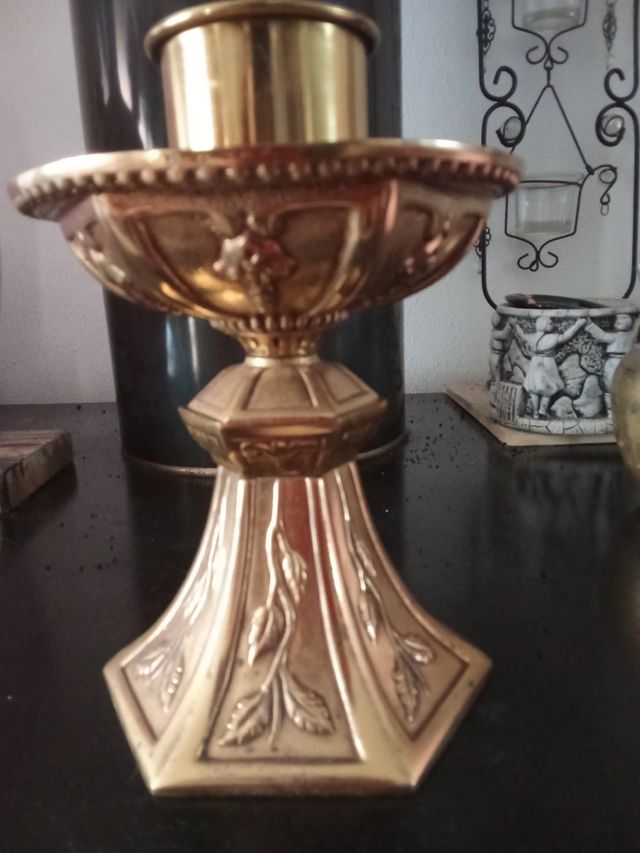Candelabro bronce dorado