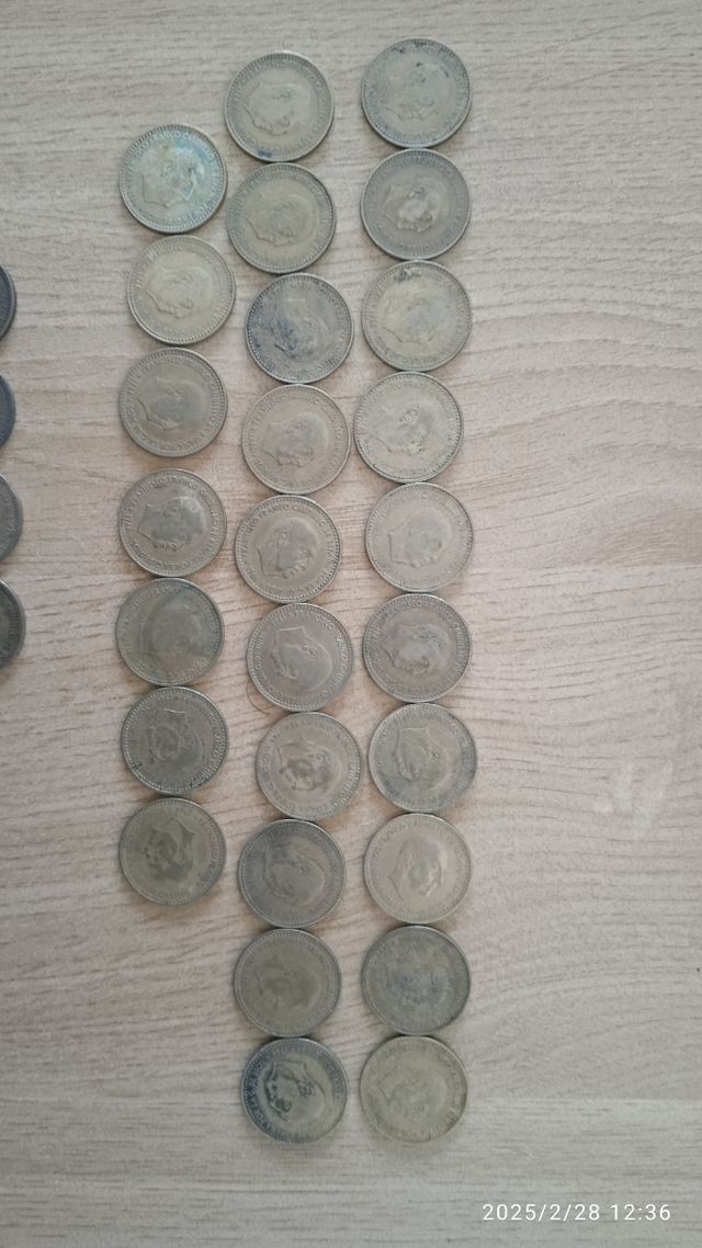Lote monedas una peseta Franco 