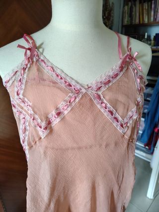 Vestido-Combinación,Seda natural.T-38-40