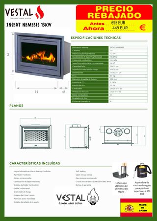 Promoción Insert de leña  449 EUR - 15 Diciembre