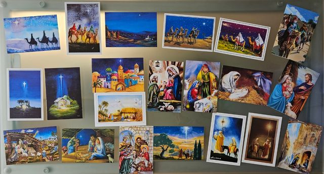 Lote postales y etiquetas navideñas