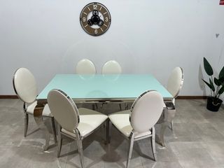 Mesa vanguardia blanca  6 sillas