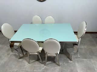 Mesa vanguardia blanca  6 sillas