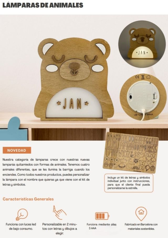 LÁMPARA ANIMALES REGALO PERSONALIZADO 