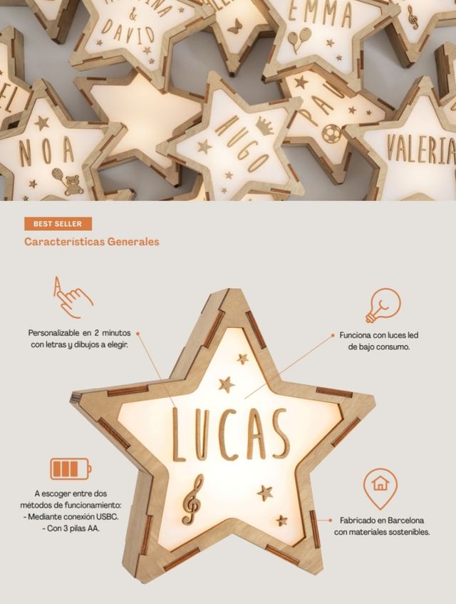 LÁMPARA ESTRELLA REGALO PERSONALIZADO 