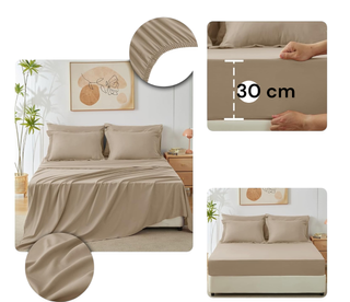 5 piezas de cama 150 tamaño Queen, color beige