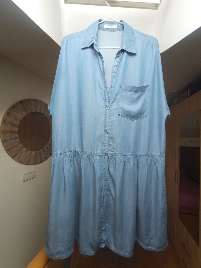 Vestido camisero vaquero de verano MANGO