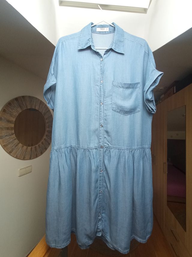Vestido camisero vaquero de verano MANGO