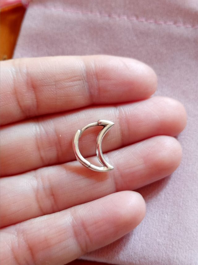 Pendientes aro luna plata