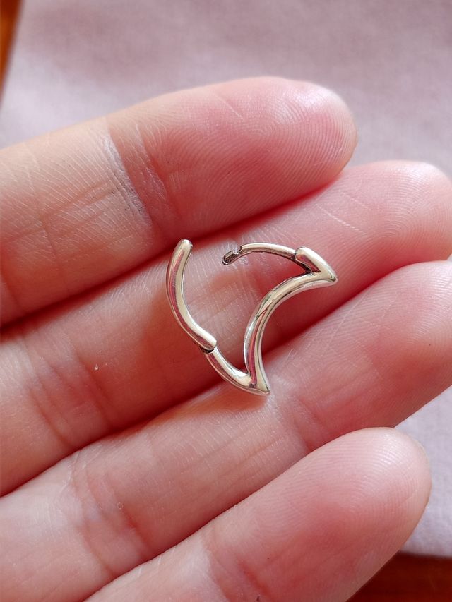 Pendientes aro luna plata