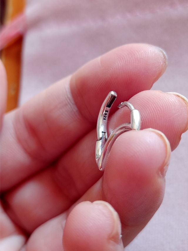 Pendientes aro luna plata