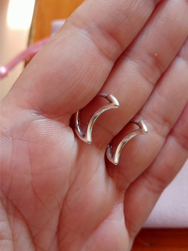 Pendientes aro luna plata