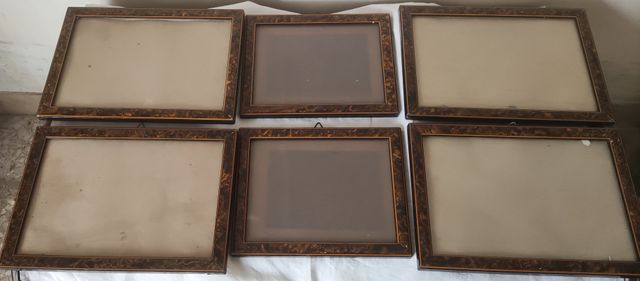Lotto di 6 cornici in radica di legno anni 30 - 40