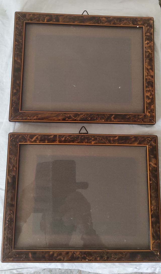 Lotto di 6 cornici in radica di legno anni 30 - 40