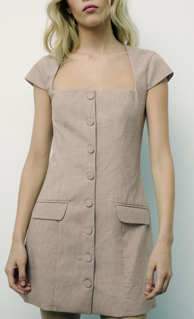 Vestido cuadros botones