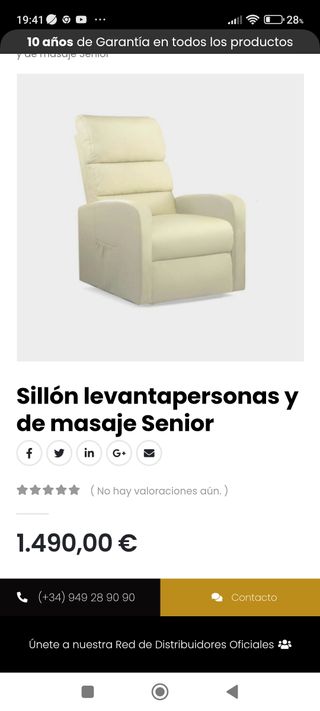Sillón masaje levanta personas vida 10