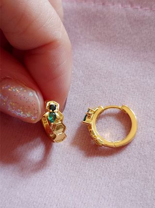 Pendientes aro panal abeja dorado plata 