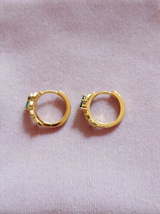 Pendientes aro panal abeja dorado plata 