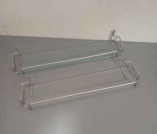 2 estanterías antiguas, baldas crislal, baño