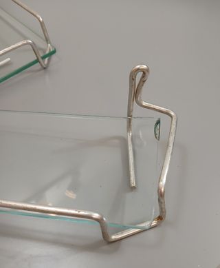 2 estanterías antiguas, baldas crislal, baño