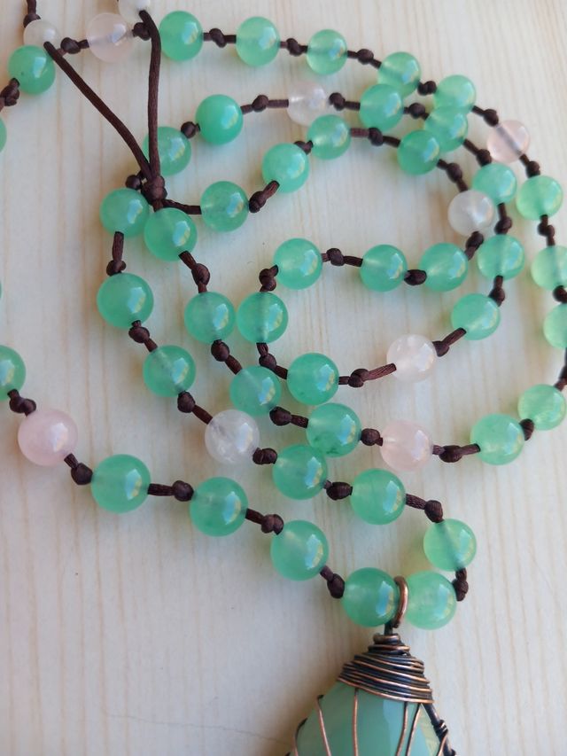 Collar de aventurina y cuarzo rosa