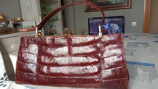 Bolso Piel Cocodrilo Vintage con asa rota, Único 