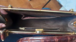 Bolso Piel Cocodrilo Vintage con asa rota, Único 