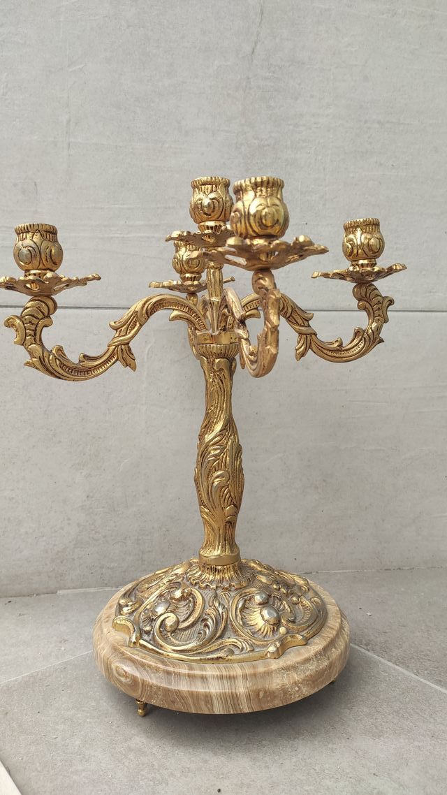 candelabros de mármol y bronce