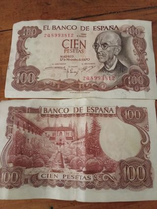 Billetes de 100 pesetas 
