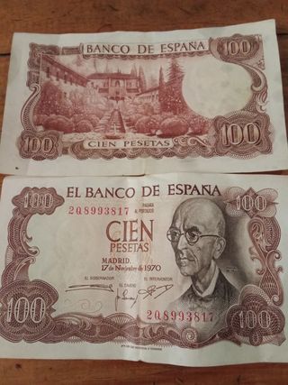Billetes de 100 pesetas 
